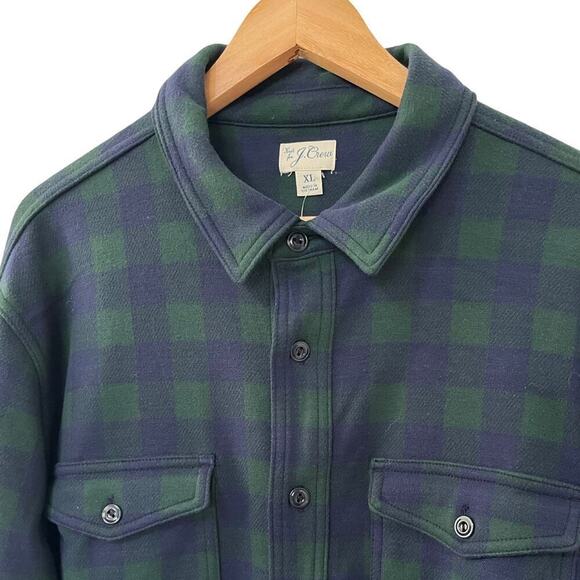 J Crew Seaboard Soft Knit Shirt Size XL Navy Plaid Cabincore Lumberjack Men’s - Picture 3 of 8
